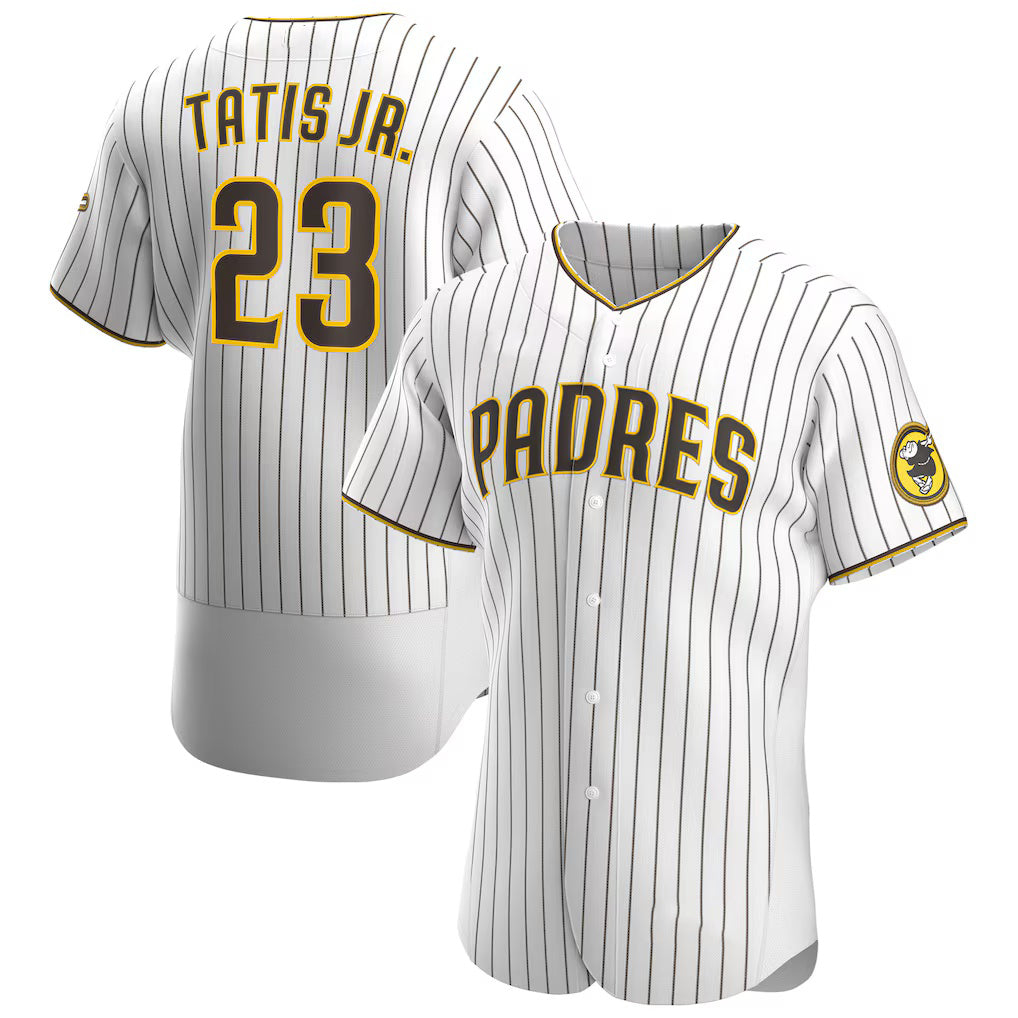 San Diego Padres #23 Fernando Tat¨ªs Jr. White-Brown Jereymy Home Authentic Player Jersey