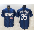 Detroit Tigers #35 Justin Verlander Number Navy Jereymy 2024 City Connect Cool Base Limited Stitched Jersey