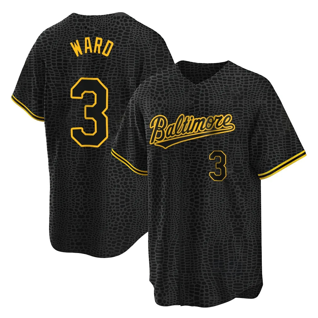 Baltimore Orioles #3 Taylor Ward Player Black Jereymy Snake Skin City Home Game Stitched Jerseys