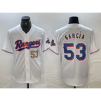 Texas Rangers #53 Adolis Garcia Number White Jereymy 2023 World Series Champions Cool Base Jerseys