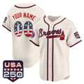 Custom Atlanta Braves Cream Jereymy USA 250 Fourth of July Vapor Premier Limited Jersey ¨C All Stitched