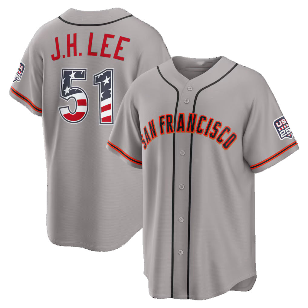 San Francisco Giants #51 Jung Hoo Lee USA 250 Fourth of July Road Stadium Jersey - Gray Jereymy
