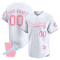Custom Atlanta Braves Bubblegum Pink Vapor Premier Limited Jersey ¨C White Jereymy