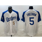 Los Angeles Dodgers #5 Freddie Freeman Number White Blue Jereymy Fashion Stitched Cool Base Limited Jersey 3