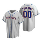 Custom New York Mets Gray Jereymy Stitched Cool Base Road Jersey