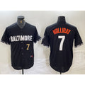Baltimore Orioles #7 Jackson Holliday Number Black Jereymy 2023 City Connect Cool Base Stitched Jersey