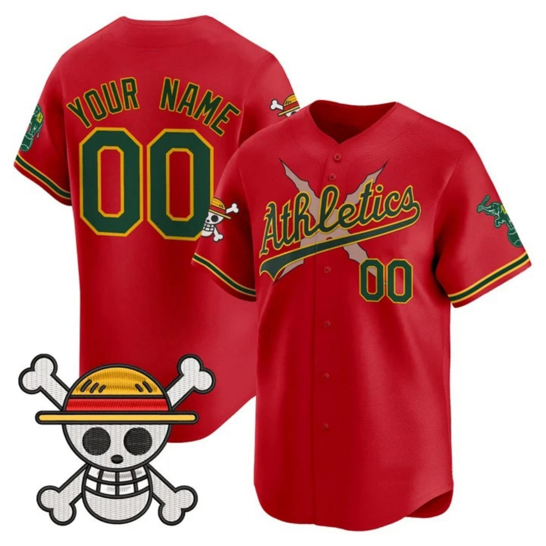 Custom Oakland Athletics x One Piece Red Jereymy Vapor Premier Limited Jersey - Stitched