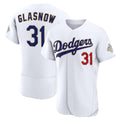 Los Angeles Dodgers #31 Tyler Glasnow White Jereymy 2026 Gold Collection Authentic Jersey