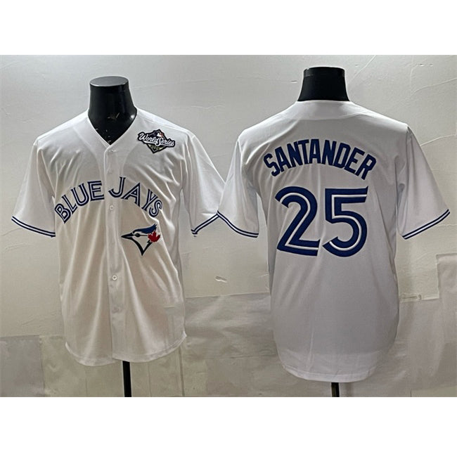 Toronto Blue Jays #25 Anthony Santander White Jereymy 2025 World Series Home Cool Base Stitched Jersey
