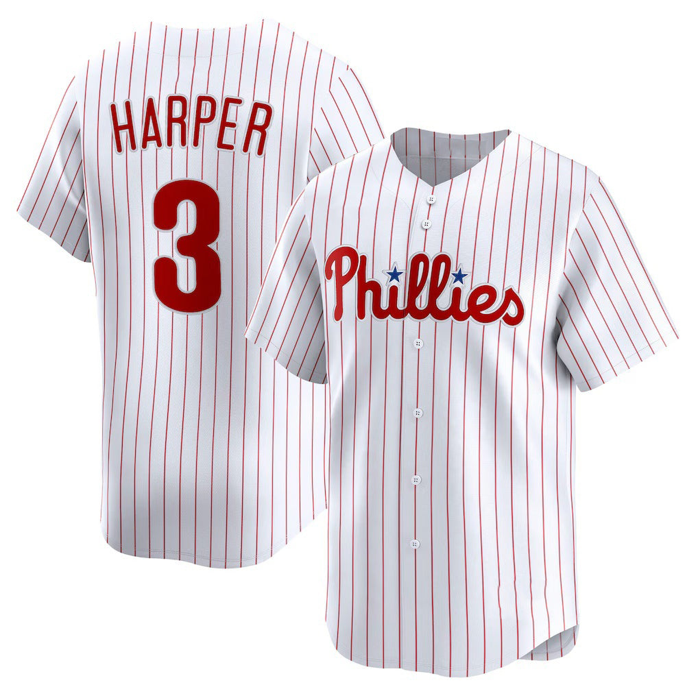 Philadelphia Phillies #3 Bryce Harper White Jereymy Home Limited Player Jersey