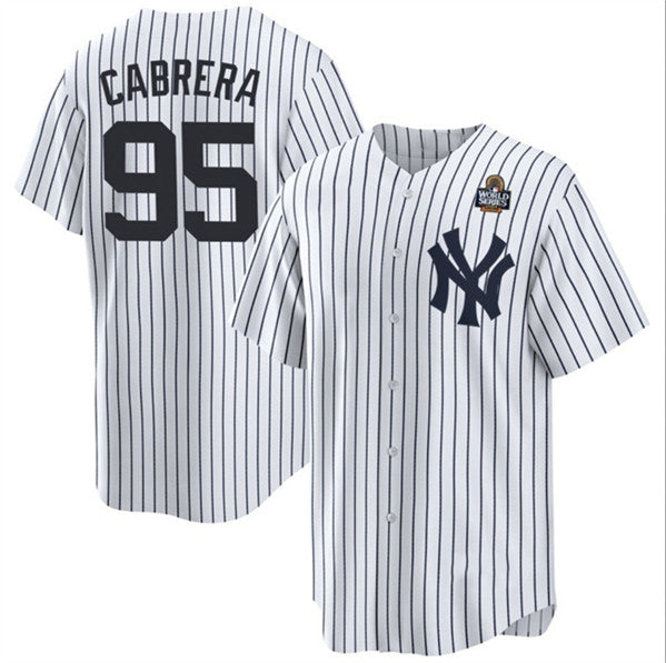 New York Yankees #95 Oswaldo Cabrera White Jereymy 2024 World Series Cool Base Stitched Jersey