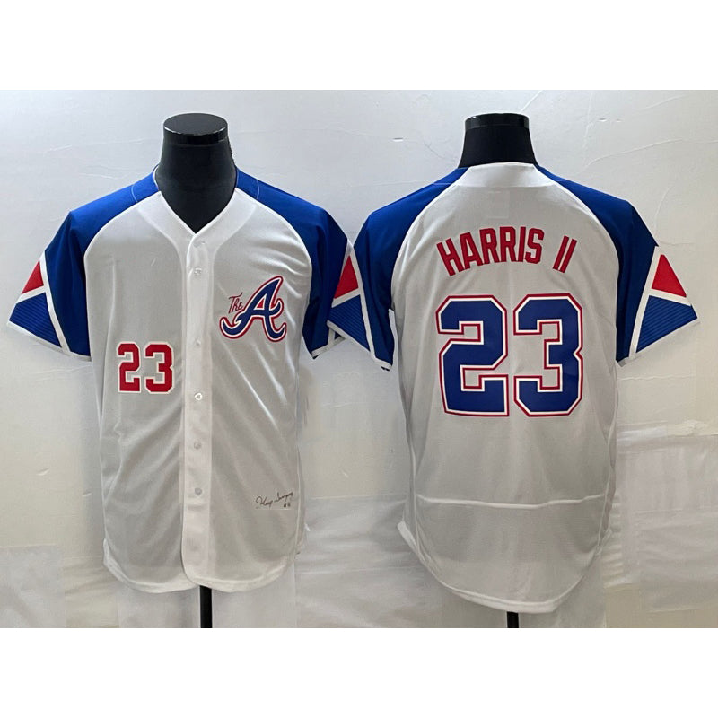 Atlanta Braves #23 Michael Harris II Number White Jereymy 2023 City Connect Flex Base Stitched Jersey 3