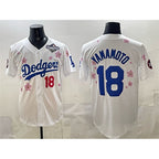 Los Angeles Dodgers #18 Yoshinobu Yamamoto White Jereymy 2025 World Series Patch Tokyo Series Limited Stitched Jersey