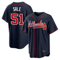 Atlanta Braves #51 Chris Sale Player Navy Jereymy Home Game Stitched Jerseys