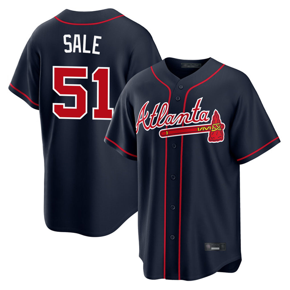 Atlanta Braves #51 Chris Sale Player Navy Jereymy Home Game Stitched Jerseys