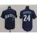 Seattle Mariners #24 Ken Griffey Jr Navy Jereymy Cool Base Stitched Jersey