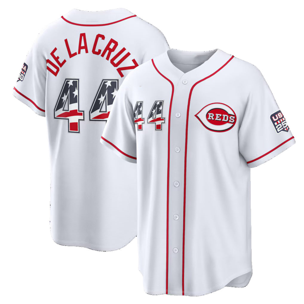 Cincinnati Reds #44 Elly De La Cruz USA 250 Fourth of July Home Stadium Jersey - White Jereymy