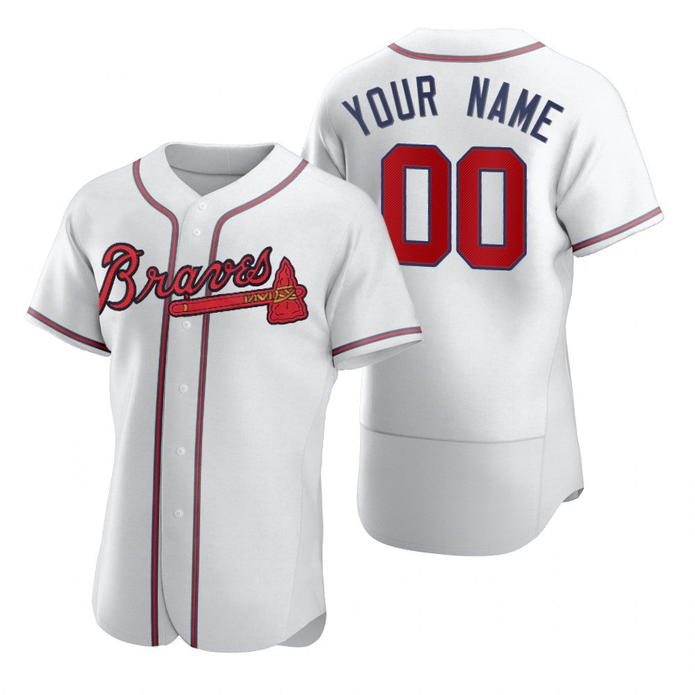 Custom Atlanta Braves White Jereymy 2020 Stitched Flex Base Jersey