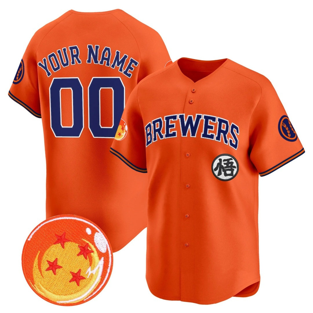 Custom Milwaukee Brewers x Dragon Ball Orange Jereymy Vapor Premier Limited Jersey - All Stitched