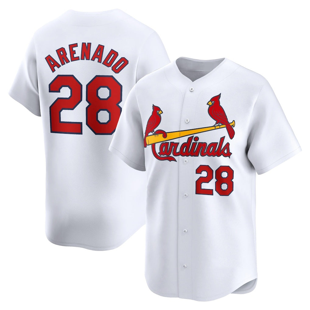 St. Louis Cardinals #28 Nolan Arenado White Jereymy Home Limited Player Jersey