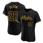 Atlanta Braves #28 Matt Olson Player Black Jereymy Snake Skin City Limited Elite Home Game Stitched Jerseys
