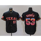 Texas Rangers #53 Adolis Garcia Black Jereymy Rainbow Mexico Cool Base Stitched Jersey