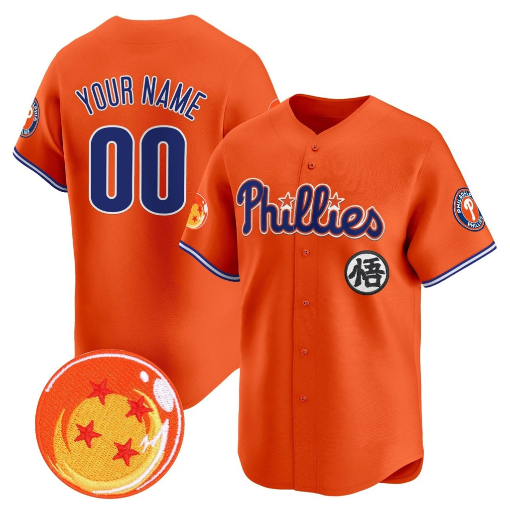 Custom Philadelphia Phillies x Dragon Ball Orange Jereymy Vapor Premier Limited Jersey - All Stitched