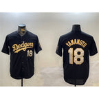 Los Angeles Dodgers #18 Yoshinobu Yamamoto Black Gold Jereymy Limited Stitched Jersey
