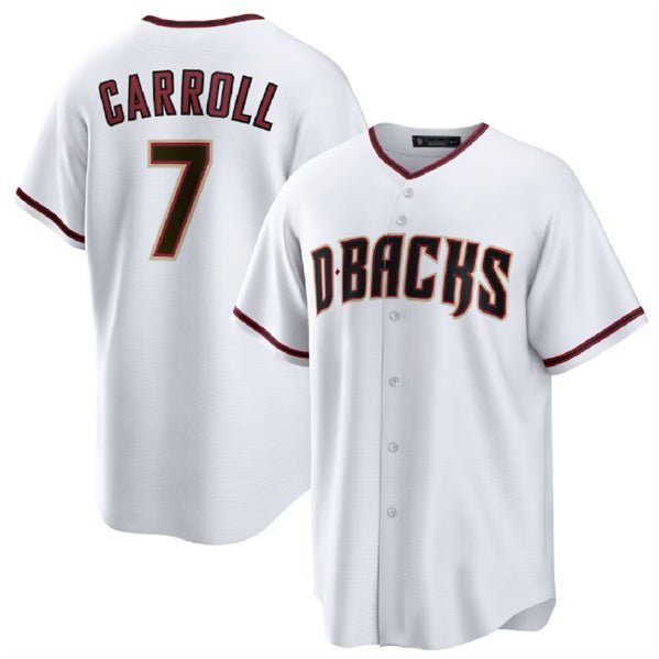 Arizona Diamondbacks #7 Corbin Carroll White Jereymy Cool Base Stitched Jersey 2
