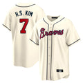 Atlanta Braves #7 Ha-Seong Kim Player Cream Jereymy Home Game Stitched Jerseys