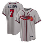 Atlanta Braves #7 Ha-Seong Kim Player Gray Jereymy Home Game Stitched Jerseys