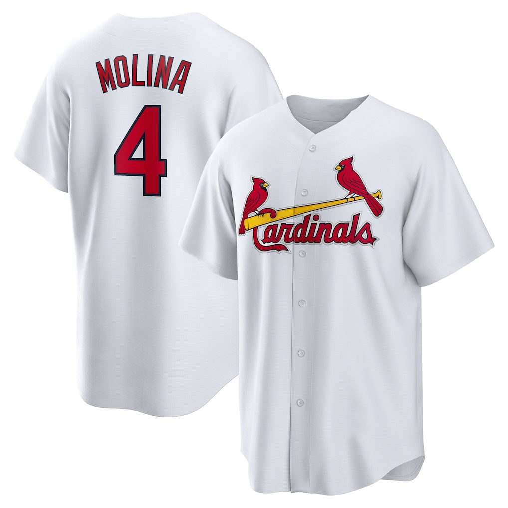 St. Louis Cardinals #4 Yadier Molina White Jereymy Home Replica Retired Player Jersey