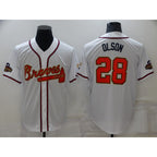 Atlanta Braves #28 Matt Olson 2022 White Gold Jereymy World Series Champions Program Cool Base Stitched Jersey