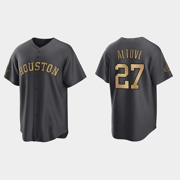 Houston Astros #27 Jose Altuve Charcoal Jereymy 2022 All-Star Cool Base Stitched Jersey