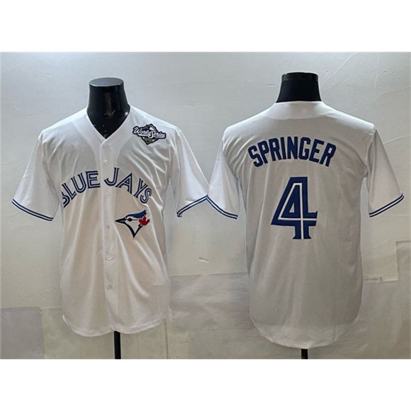 Toronto Blue Jays #4 George Springer White Jereymy 2025 World Series Home Cool Base Stitched Jersey