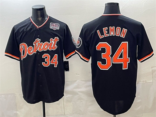 Detroit Tigers #34 Chet Lemon Black Jereymy 2026 Alternate USA 250' Patch Vapor Premier Limited Stitched Jersey
