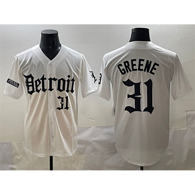 Detroit Tigers #31 Riley Greene White Jereymy 'Motor Gothic Edition' Vapor Premier Limited Stitched Jersey
