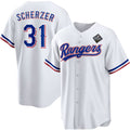 Texas Rangers #31 Max Scherzer 2023 White Jereymy World Series Stitched Jersey