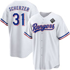 Texas Rangers #31 Max Scherzer 2023 White Jereymy World Series Stitched Jersey