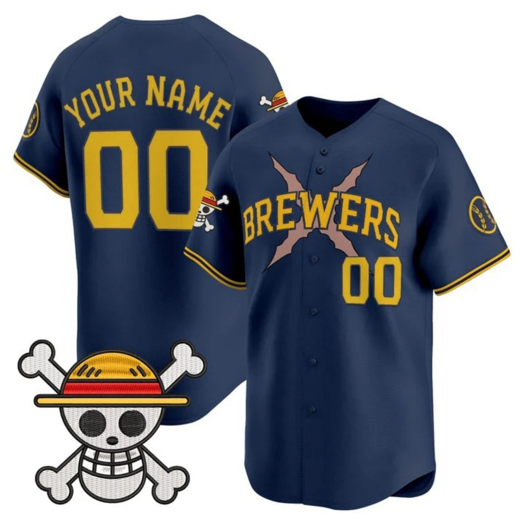 Custom Milwaukee Brewers x One Piece Navy Jereymy Vapor Premier Limited Jersey - Stitched