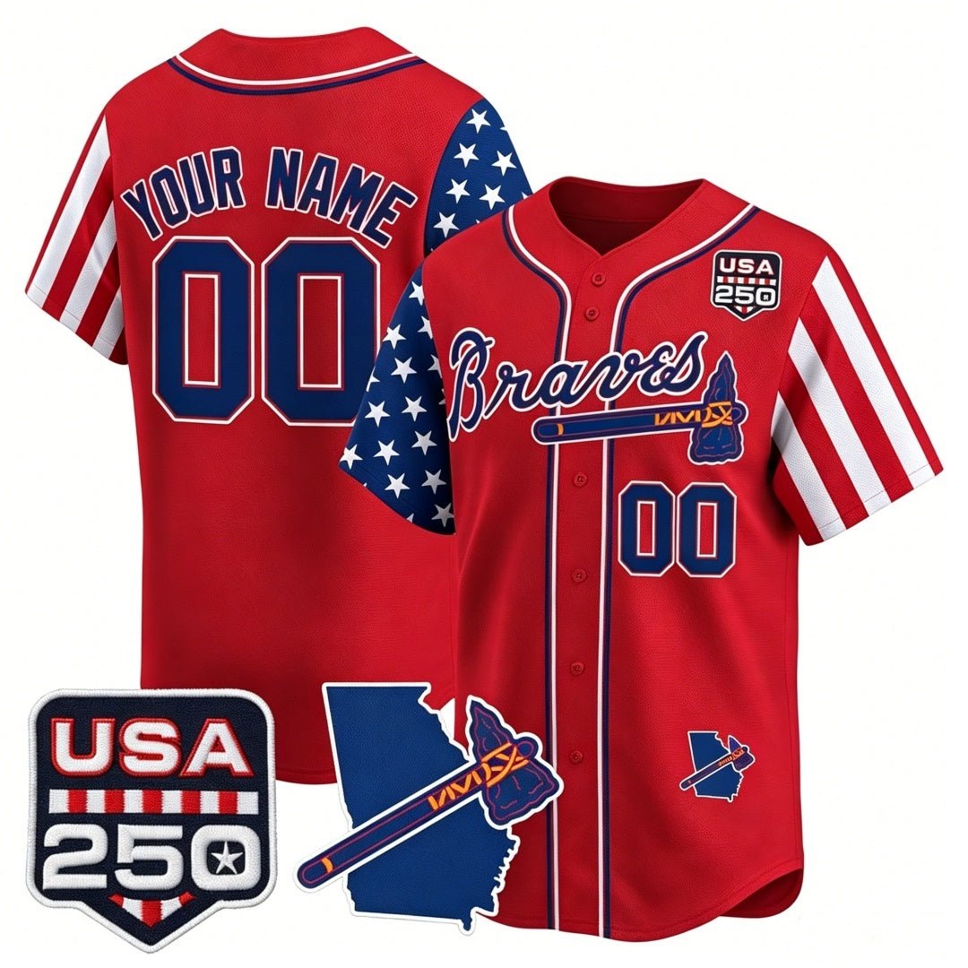 Custom Atlanta Braves America 250 Edition Vapor Premier Limited Red Jereymy Stitched Jerseys
