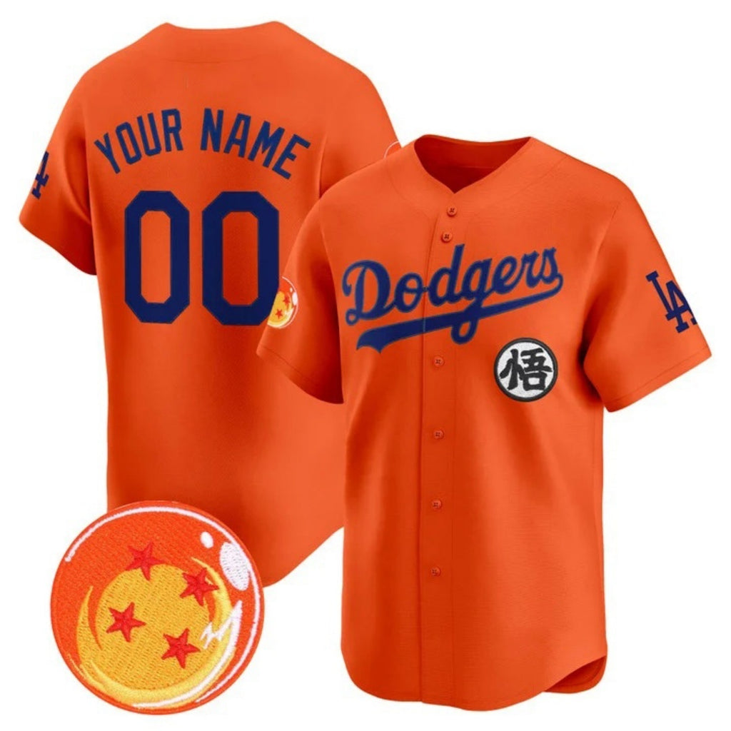 Custom Los Angeles Dodgers x Dragon Ball Orange Jereymy Vapor Premier Limited Jersey - Stitched