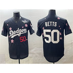 Los Angeles Dodgers #50 Mookie Betts Black Jereymy 2025 World Series Patch Tokyo Series Limited Stitched Jersey