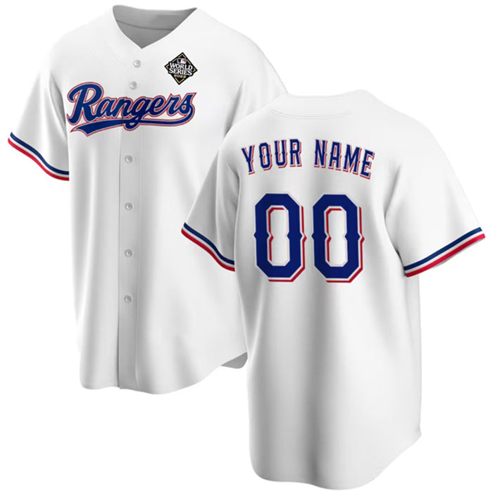 Custom Texas Rangers Active Player White Jereymy 2023 World Series Stitched Jersey