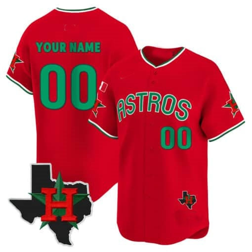Custom Houston Astros Mexico Texas Patch Vapor Premier Limited Jersey V3 ¨C Red Jereymy
