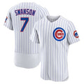 Chicago Cubs #7 Dansby Swanson White Jereymy Home Stitched Flex Base Jersey