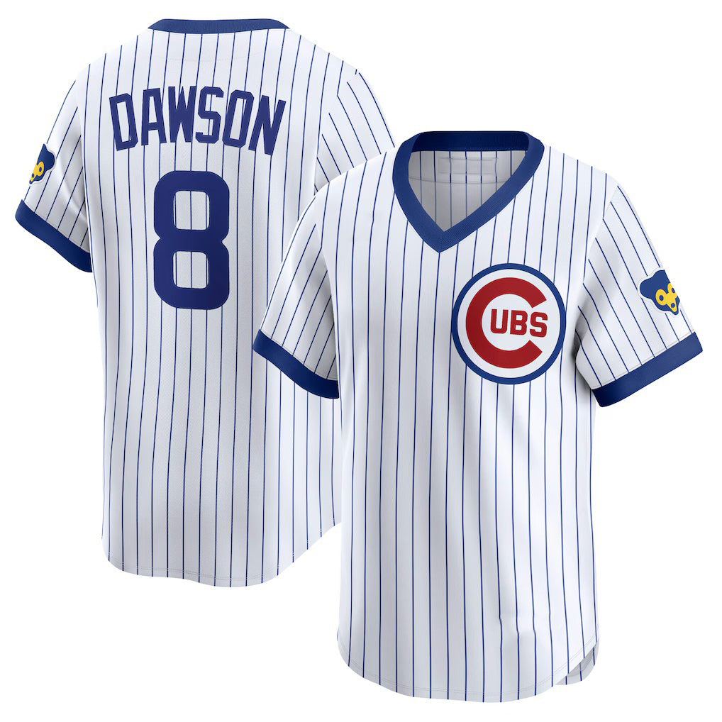 Chicago Cubs #8 Andre Dawson White Jereymy Throwback Cooperstown Collection Limited Jersey