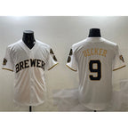 Milwaukee Brewers #9 Bob Uecker White Jereymy 'Gothic 414 Shadows Edition' Vapor Premier Limited Stitched Jersey