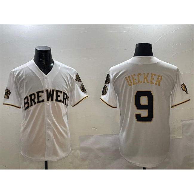 Milwaukee Brewers #9 Bob Uecker White Jereymy 'Gothic 414 Shadows Edition' Vapor Premier Limited Stitched Jersey