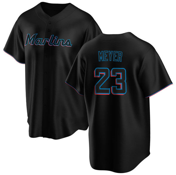 Miami Marlins #23 Max Meyer Black Jereymy Cool Base Stitched Jersey